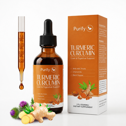 Turmeric Curcumin & Milk Thistle Liquid Drops for Liver Health Support