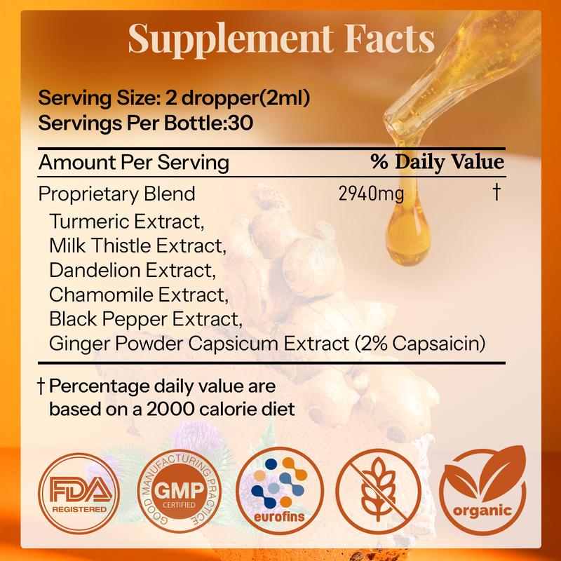 Turmeric Curcumin & Milk Thistle Liquid Drops for Liver Health Support