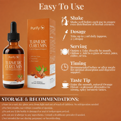 Turmeric Curcumin & Milk Thistle Liquid Drops for Liver Health Support