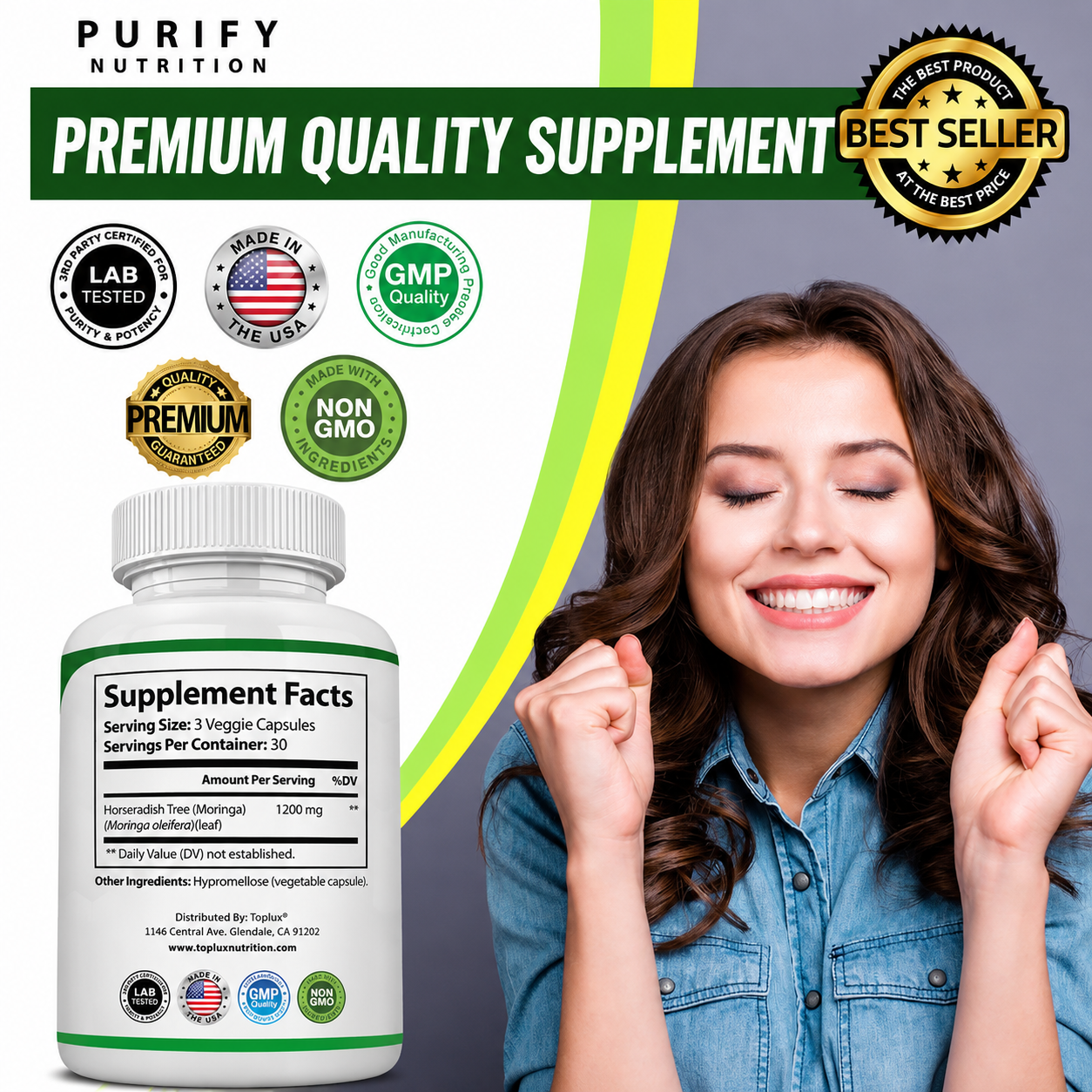 Purify Moringa Capsules 1200mg